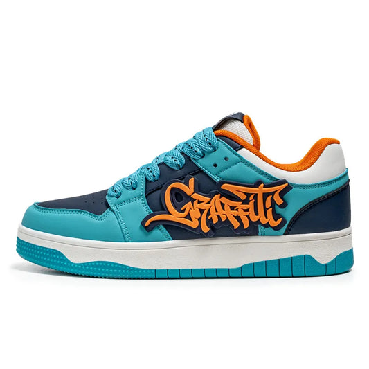 Men Sneakers Graffiti Blue side